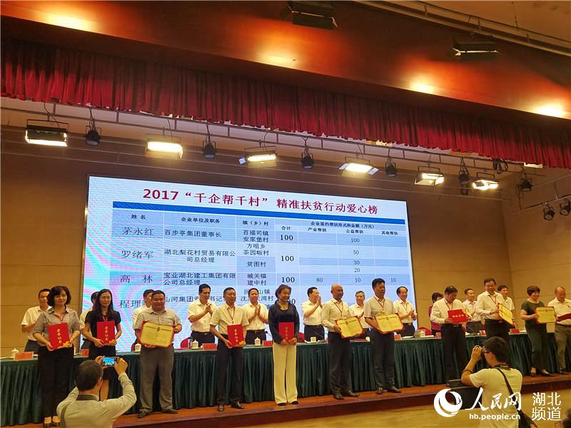 湖北省工商聯為愛心企業家頒獎。