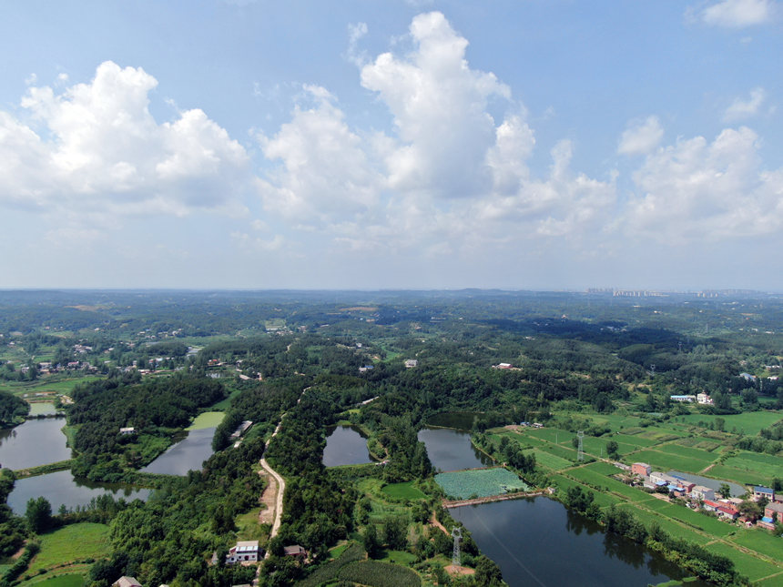 7月17日，湖北省随州市曾都区何店镇三岔湖村的青山绿水在蓝天白云的映衬下，构成了一幅幅美丽的生态画卷5。