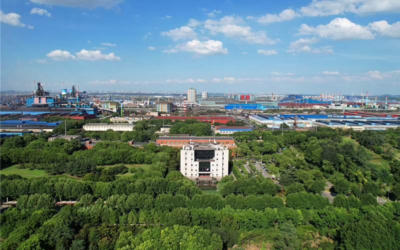   武钢有限厂区全景，位于武汉市青山区的武钢有限矢志钢铁报国，不负青山。
