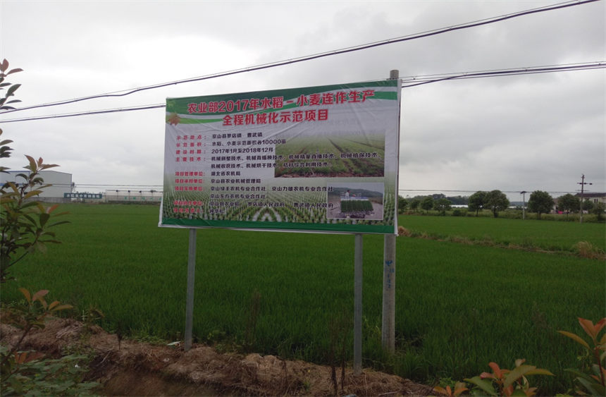 京山綠豐基地實施農業部水稻-小麥連作生產全程機械化示范項目