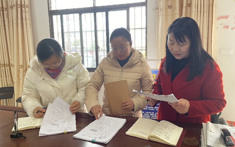 万店镇组织村纪检委员对村级工程项目财务开展交叉检查。