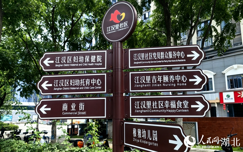 武汉市江汉里社区导向指示牌。人民网记者 肖璐欣摄