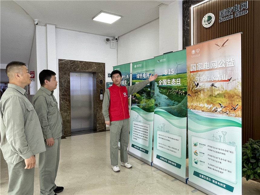 国网武汉供电公司员工参观全国生态日展板
