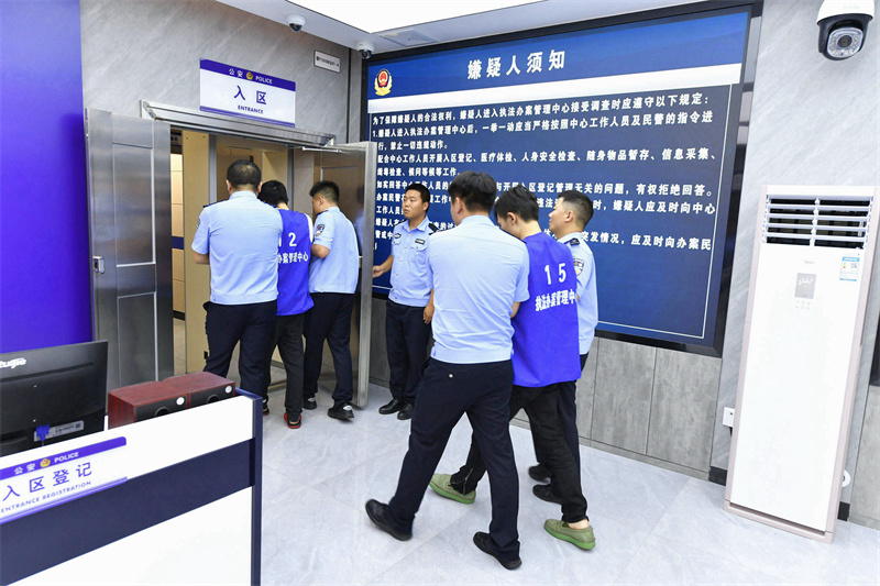 民警抓获违法犯罪嫌疑人。