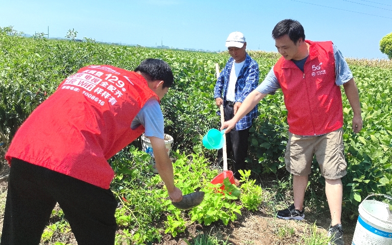 湖北移动驻村工作队帮助村民浇灌农田。