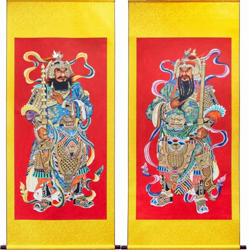 秦琼敬德门神贴金画。
