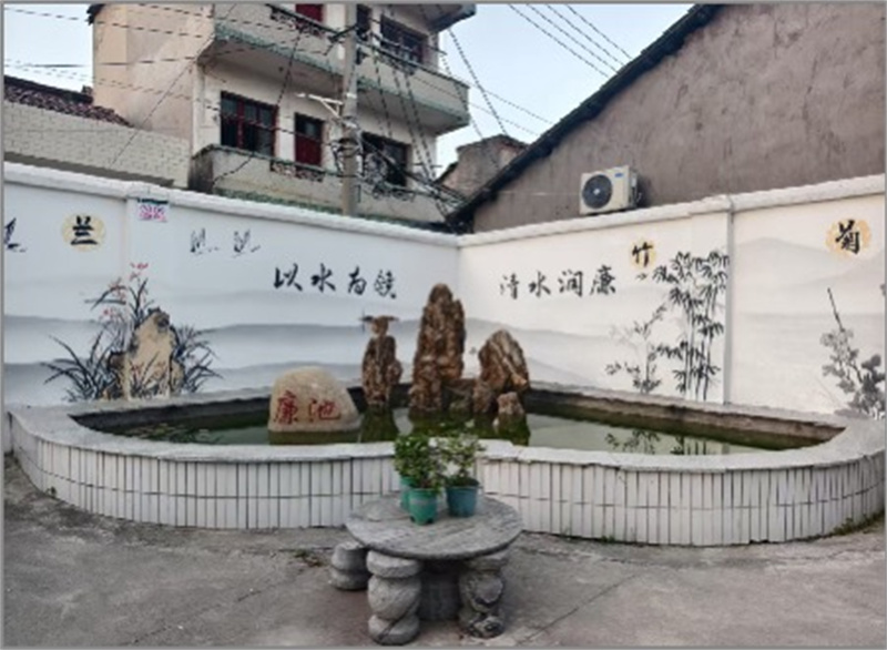 江陵县局“墙”“园”“池”“石”廉洁文化元素。