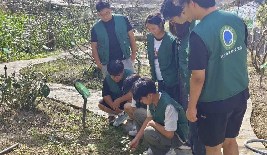 学生参观茶园。尹佳丽摄