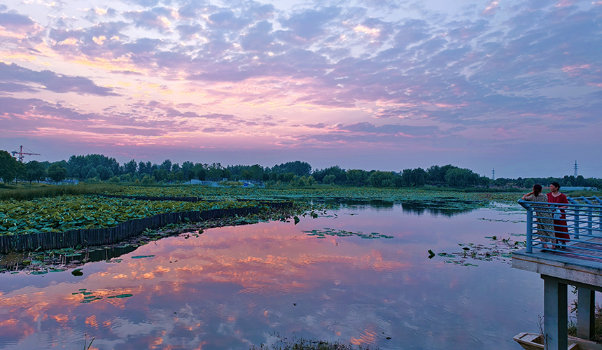 武漢霞光滿天。蔡飛攝