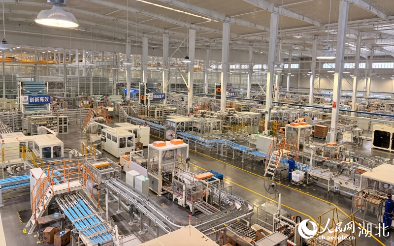 维达纸业(孝南)生产基地的“智能工厂”生产车间。人民网记者 张隽摄