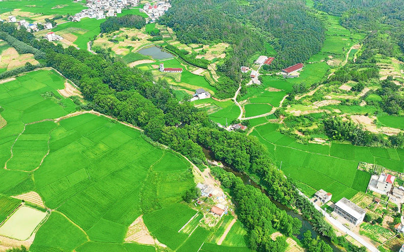 穿村而过的溪流。程思摄