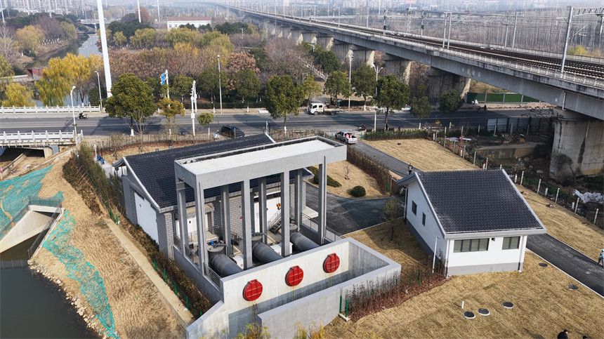 北京路东片区排涝泵站改扩建工程。（受访者供图）
