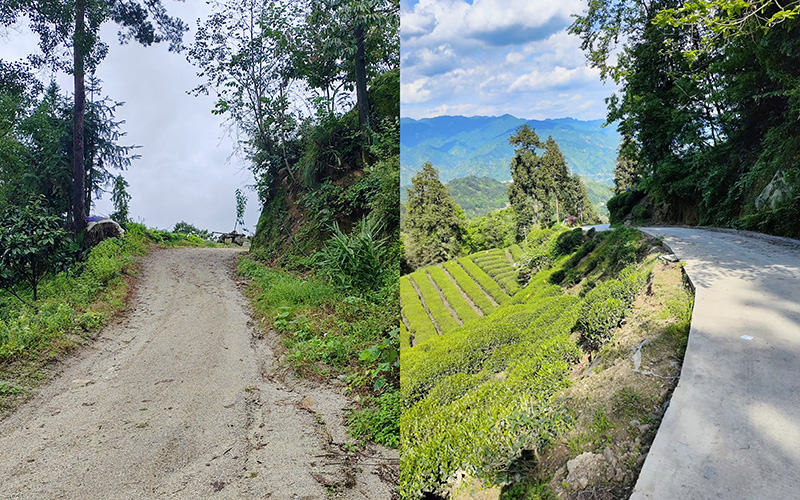 黄家冲村路面硬化项目前后对比图
