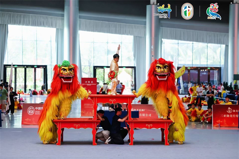 武漢工商學院龍獅隊在比賽現場