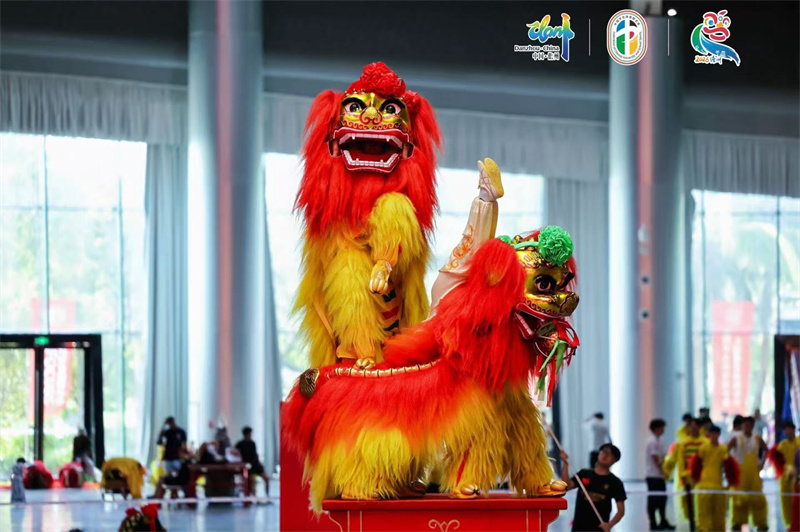 武漢工商學院龍獅隊在比賽現場