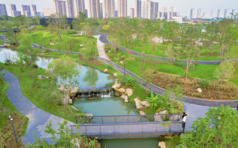 花杉溪嶼公園全景。