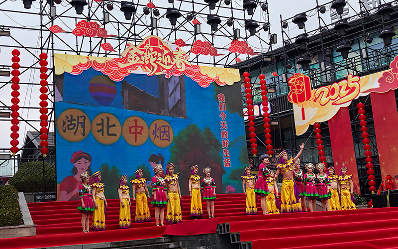 土家歌舞《太阳照在田坎上》登上利川市元宵节舞台。游毅摄